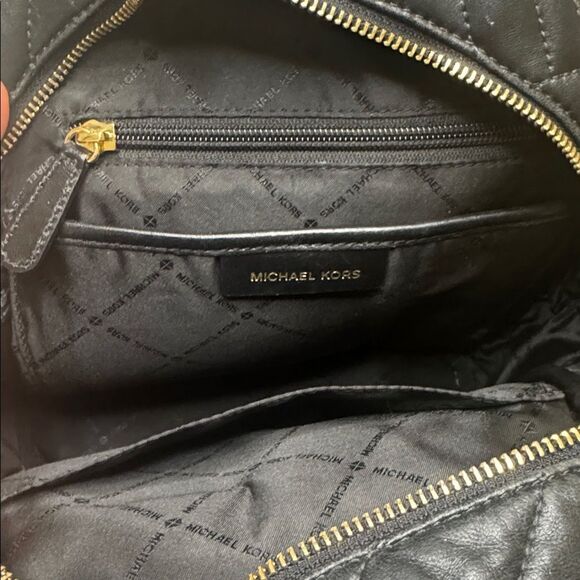 Michael Kors Abbey Medium Quilted Leather Backpack | Black main image 5